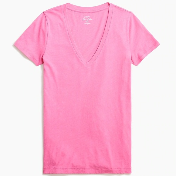 J. CREW V-Neck Tee Vintage Cotton Neon Tulip Short Sleeve T-Shirt - Picture 10 of 10